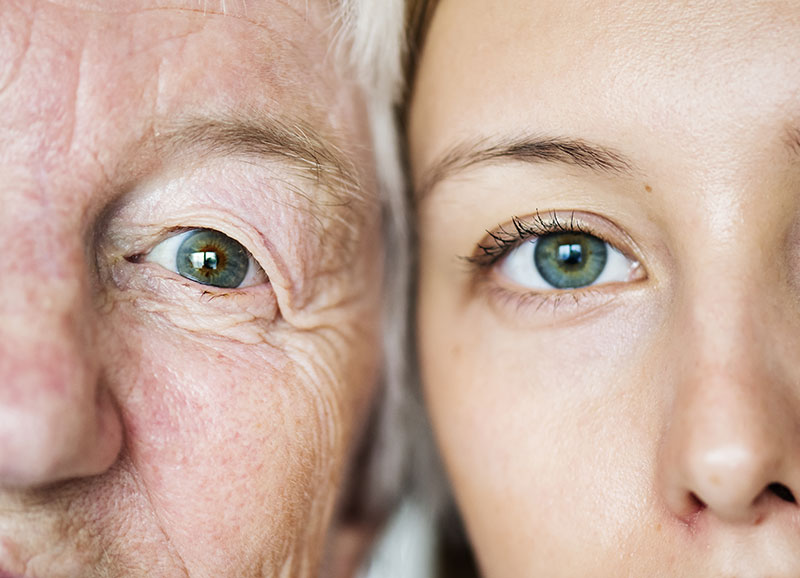 Close up of a man and womans eye